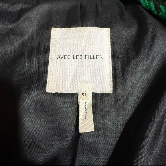 Anthropologie Avec Les Filles Houndstooth Leather Trim Blazer XL - Picture 10 of 13